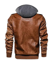 Hooded Style Genuine Leather Jacket
