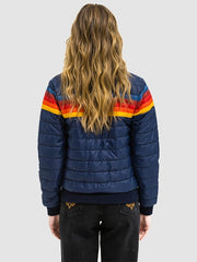 Isabela Merced Womens Puffer Jacket Striped