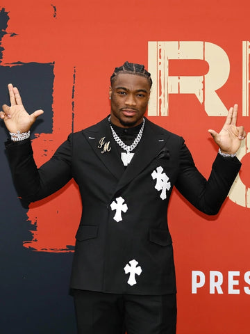 Jalen Milroe Black Chrome Hearts Suit 