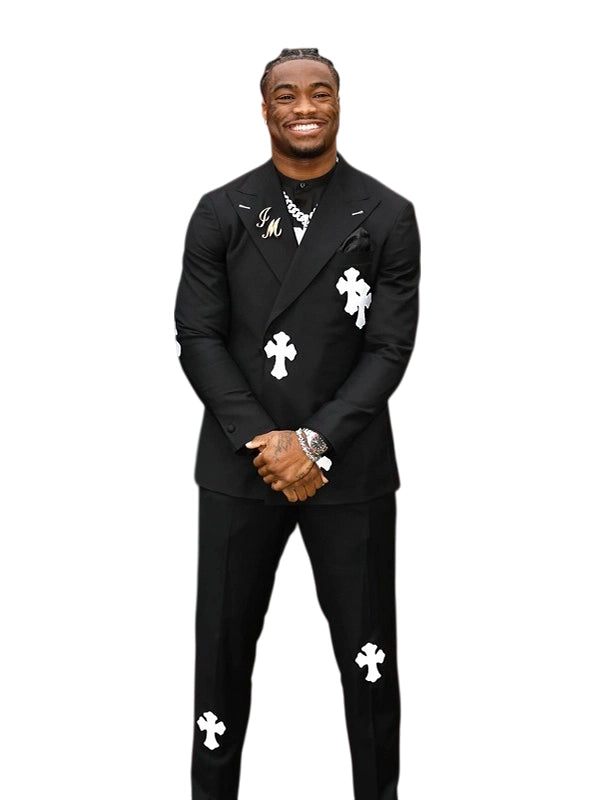 Jalen Milroe Chrome Hearts Suit Black