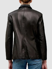Jennifer Lawrence Leather Blazer Black