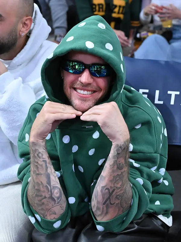 Justin Bieber polka dot hoodie