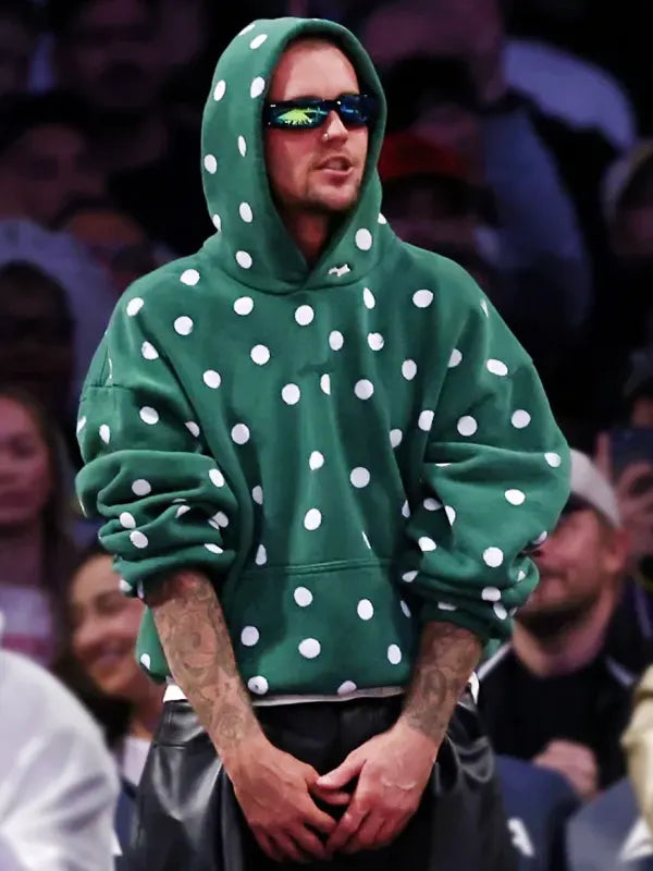 Justin Bieber Green Polka Dot Hoodie