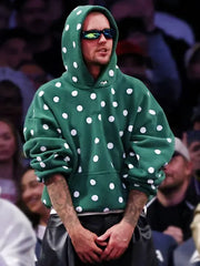 Justin Bieber Green Polka Dot Hoodie