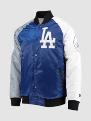 LA Dodgers Tri Color Satin Varsity Jacket