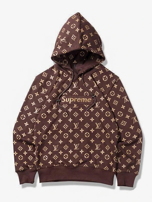 LV Supreme Brown Pullover Hoodie