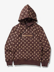 LV Supreme Brown Pullover Hoodie