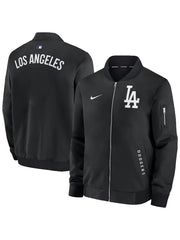 Los Angeles Dodgers black bomber jacket with white lettering