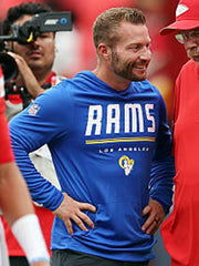 Sean McVay Rams hooded shirt front view sideline stadium