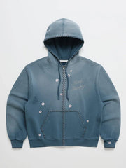 Madhappy Crystal Flower Zip Up Hoodie Blue