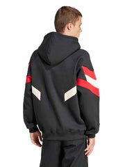 Manchester United retro colorblock hoodie back view with red and white sleeve panels