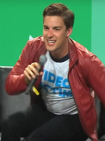Matpat genuine Red Leather Jacket