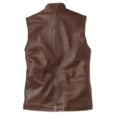 Men's Brown Leather Biker Vest