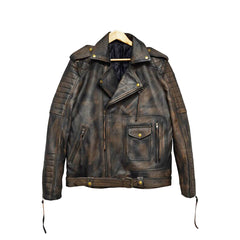 Men's Brown Quilted Leather Motorcycle Jacket