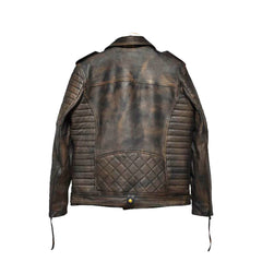 Men's Brown Quilted Leather Motorcycle Jacket