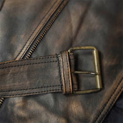 Men's Brown Quilted Leather Motorcycle Jacket