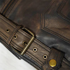 Men's Brown Quilted Leather Motorcycle Jacket