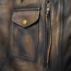Men's Brown Quilted Leather Motorcycle Jacket