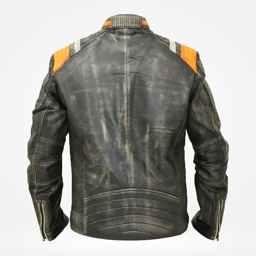 Men's Retro Café Racer Leather Biker Jacket