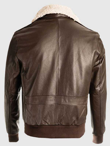 Men’s Brown Pilot Bomber Shearling Jacket