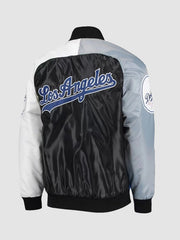 Mens Los Angeles Dodgers Starter Royal Gray Varsity Tri Color Satin Full Snap Jacket 