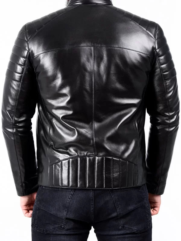 Men’s Padded Leather Biker Jacket