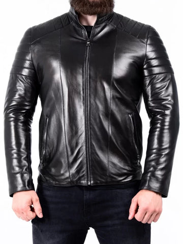 Men’s Padded Leather Biker Jacket