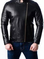 Men’s Quilted Motorcycle Leather Jacket
