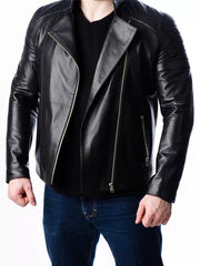 Men’s Quilted Motorcycle Leather Jacket