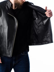 Men’s Quilted Motorcycle Leather Jacket