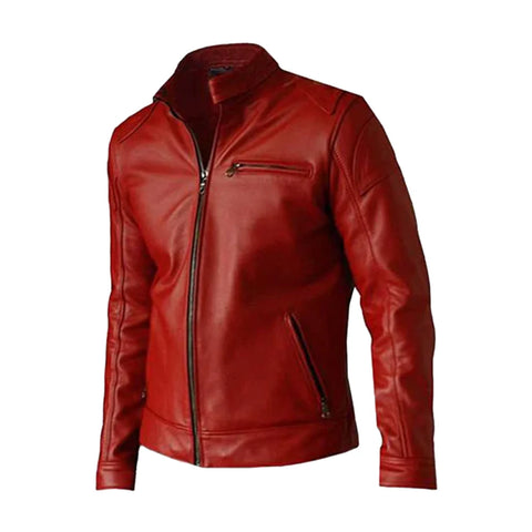 Biker Elegant Red Leather Jacket