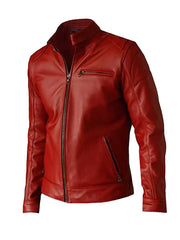 Mens Red Leather Jacket 