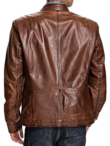 Men’s Retro Café Racer Leather Biker Jacket