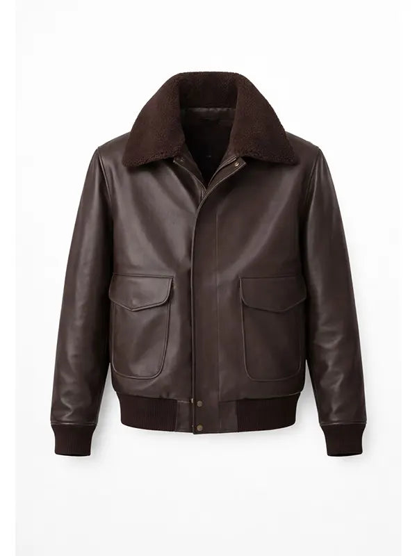 Mens Shearling Bomber Leather Jacket