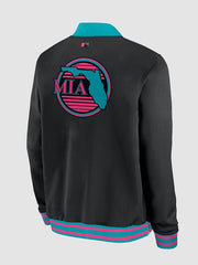 Miami Marlins Nike Black 2025 City Connect Authentic Collection Full Zip Bomber Jacket