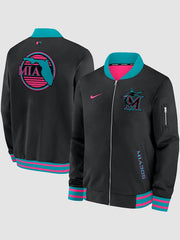 Miami Marlins Nike Black 2025 City Connect Bomber Jacket