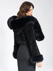 Cropped Miss Circle Kali dark fur cuff jacket