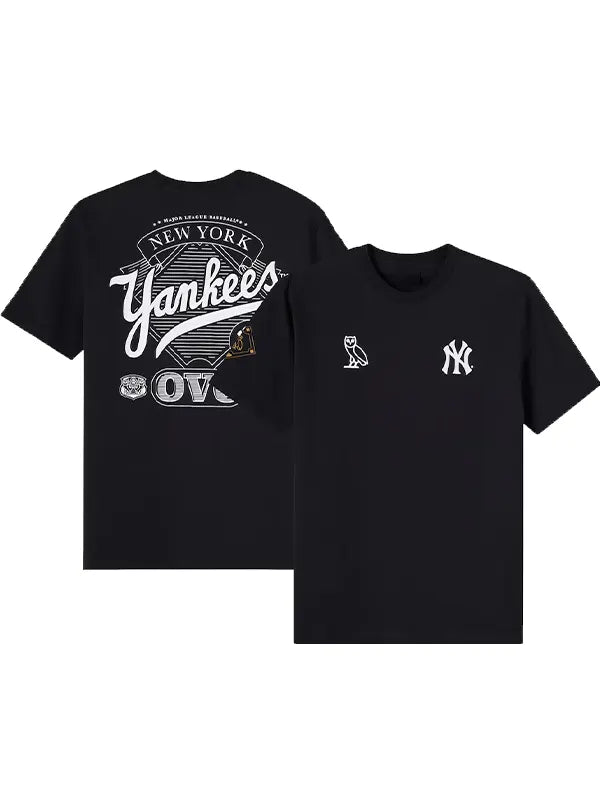 OVO New York Yankees graphic t-shirt front and back view