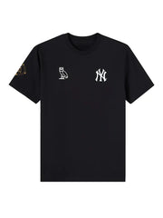 OVO Yankees t-shirt front view chest logo close up