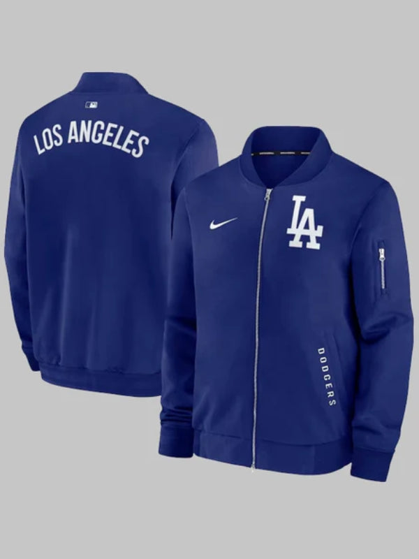 Dodgers royal blue dugout jacket with LA logo