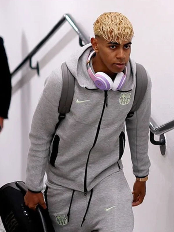 Nike FC Barcelona Tech Fleece Hoodie Grey