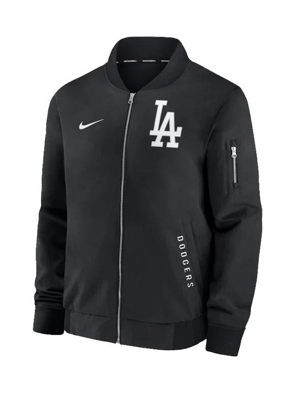 Dodgers dugout bomber jacket with sleeve zip pocket