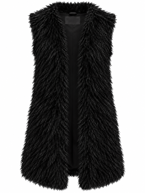 Blood of Dawnwalker Outlaw's Heavy Garb long black fur vest product photo front view