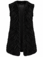 Blood of Dawnwalker Outlaw's Heavy Garb long black fur vest product photo front view
