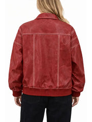 Oversized Red Faux Leather Jacket