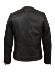 Padded Style Womens Black Leather Jacket