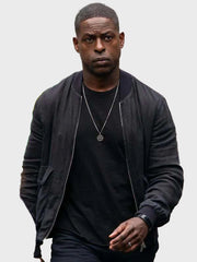 Sterling K. Brown Paradise 2025 Xavier Collins Black Bomber Jacket