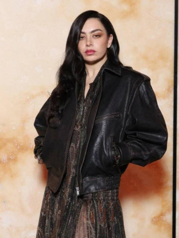 Paris Fashion Week Charli XCX Leather Jacket