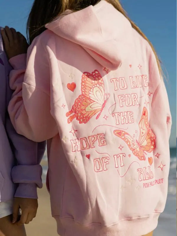 Pink Palm Puff To Live For the Hope of it All Hoodie