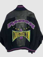 Raising Kanan S04 Purple Trim Black Leather Bomber Jacket